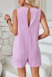 Plain Loose Fit Pockets Sleeveless Romper