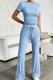 Crew Neck Two Pieces Top and Pants Set