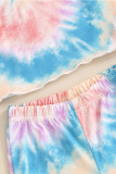 Tie Dye Girl Short Sleeves Top With Elastic Pants 2pcs Set