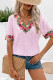 Plain Eyelet V Neck Embroidery Lace Blouse