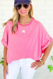 Bonbon Mineral Wash Studded Batwing Sleeve Oversized Top