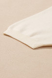 Beige Flower Pattern Short Sleeve Knitted Top
