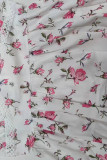 V Neck Puff Bubble Sleeves Floral Babydoll Dress