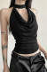 Black Swing Collar Halter Tank Top