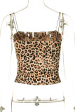 Leopard Spaghetti Crop Top