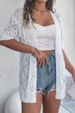 Plain Crochet Knit Open Cardigan