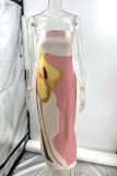 Off Shoulder Colorblock Maxi Dress