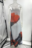 Printed Spaghetti Maxi Dress