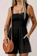 Black Smocked Pockets Slip Romper
