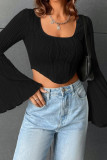 Square Neck Flare Sleeves Crop Top