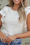 White Textured Ruffles Sleeves Top