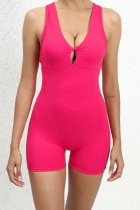 Plain Twisted V Neck Strappy Backless Fitting Romper