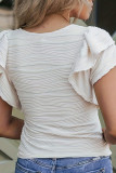 White Textured Ruffles Sleeves Top