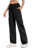 Plain Elastic Waist Side Pockets Pants