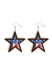 USA Flag Print Wooden Star Earrings MOQ 5pcs