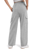 Plain Elastic Waist Side Pockets Pants