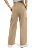 Plain Elastic Waist Side Pockets Pants
