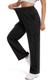 Plain Elastic Waist Side Pockets Pants
