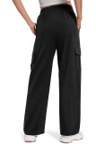 Plain Elastic Waist Side Pockets Pants