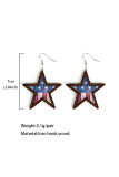 USA Flag Print Wooden Star Earrings MOQ 5pcs