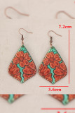 Red Floral Water Drop PU Earrings MOQ 5pcs