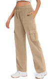 Plain Elastic Waist Side Pockets Pants
