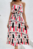 Colorblock Printed Spaghetti Dress