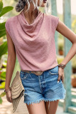 Pink Funnel Neck Swiss Dot Top