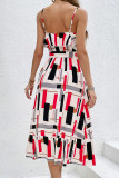 Colorblock Printed Spaghetti Dress