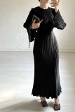 Textured Flare Sleeves Maxi Dress