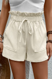 Beige High Waist Pockets Shorts