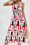 Colorblock Printed Spaghetti Dress