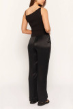 Plain Irregular Neckline Rib Tank Top