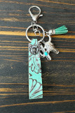 Western Turquoise Leather Keychain