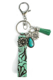 Western Turquoise Leather Keychain