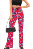 Multicolor Print Elastic Waist Bell Pants