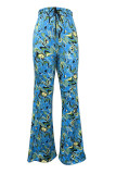 Multicolor Print Elastic Waist Bell Pants