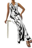 Printed Swing Collar Sleeveless Maxi Dress