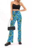 Multicolor Print Elastic Waist Bell Pants