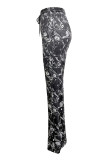 Multicolor Print Elastic Waist Bell Pants