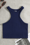 Ribbed Knitting Sleeveless Sports Crop Top