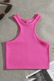 Ribbed Knitting Sleeveless Sports Crop Top
