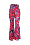 Multicolor Print Elastic Waist Bell Pants