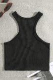 Ribbed Knitting Sleeveless Sports Crop Top