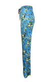 Multicolor Print Elastic Waist Bell Pants