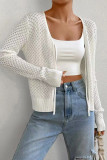 White Front Open Knitting Top