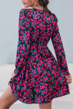 V Neck High Waist Babydoll Floral Dress