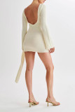 Plain Long Sleeves Knitting Bodycon Dress