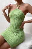Green Crisscross Straps Sleeveless Bodycon Dress