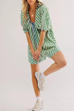 Striped U Neck Front Tie Loose Romper
